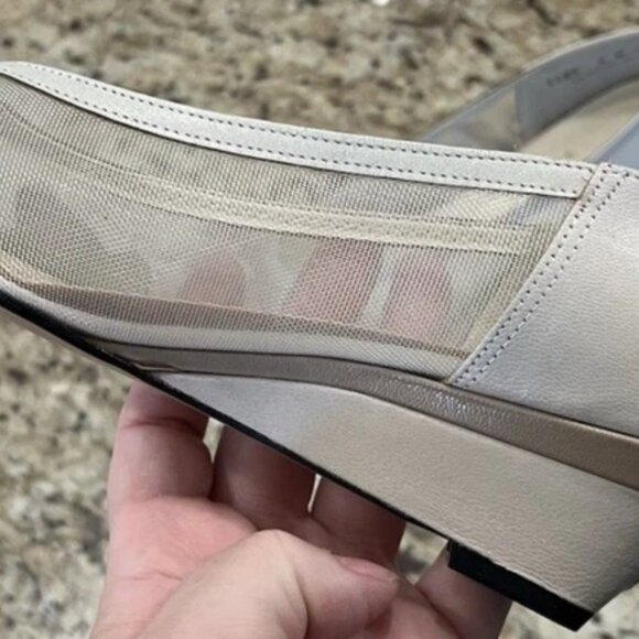 Vintage California Magdesians Women’s Mesh Leather Patchwork Wedge Heels Size 6M - Picture 5 of 14